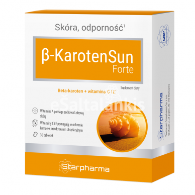 Maisto papildas B-Karoten Sun Forte 30 tab. "Starpharma"