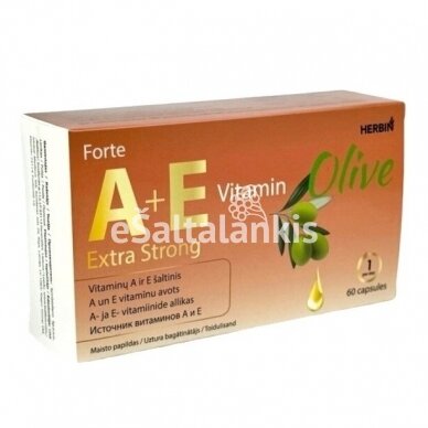 HERBIN Vitaminai A + E olive forte extra strong, 60 kap.