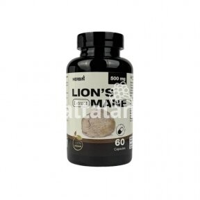 Maisto papildas Herbin Lions Mane Liūto karčių grybo ekstraktas 500 mg, 60 kap.