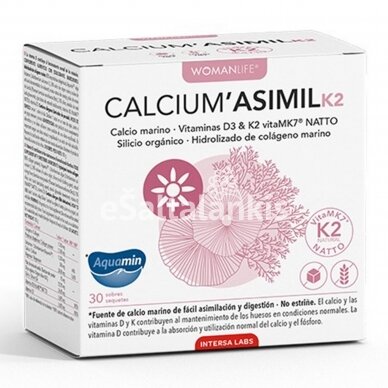 Maisto papildas CALCIUM‘ASIMIL K2+D3  kaulams, raumenims, 30 pakelių