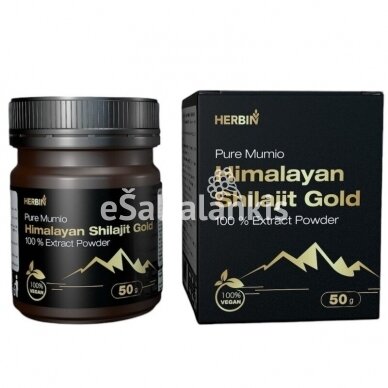 Maisto papildas Išgrynintas Himalajų Mumio (Shilajit) Gold 100 % ekstrakto miltelių, 50g.