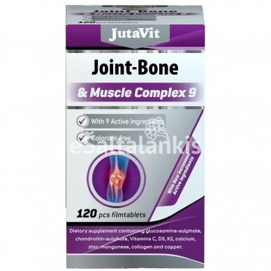 Maisto papildas Joint - Bone & Muscle Complex 9, kremzlės, kaulai, raumenys, 120 tablečių "JutaVit"