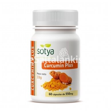 Maisto papildas Sotya „Curcumin Plus“ Ciberžolė su juodaisiais pipirais, 60 kap.