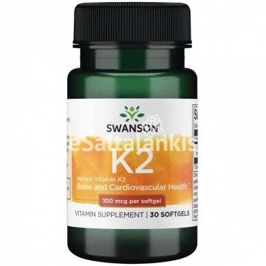 Maisto papildas VITAMINAS K2 100 MCG (NATŪRALUS) 30 KAP. (SWANSON, JAV)