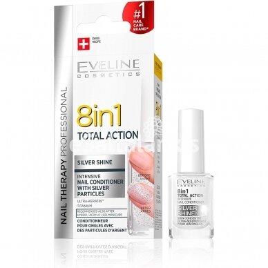 NAIL THERAPY PROFESSIONAL SILVER SHINE 8 IN 1 Intensyvus nagų kondicionierius su sidabro dalelėmis, 12 ml.