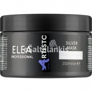 Sidabrinė tuonuojanti kaukė šviesiems plaukams, neutralizuojanti geltonus tonus, 250 ml. Elea Professional Artisto silver mask