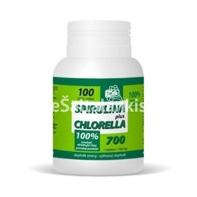 Maisto papildas Spirulina + chlorela 100tab. "VIRDE"