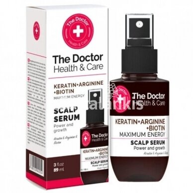 The doctor maksimali energija galvos odos serumas keratinas + argininas + biotinas, 89 ml.