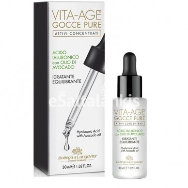 Vita-Age Gocce pure hialurono rūgšties koncentratas su avokado aliejumi, 30 ml.